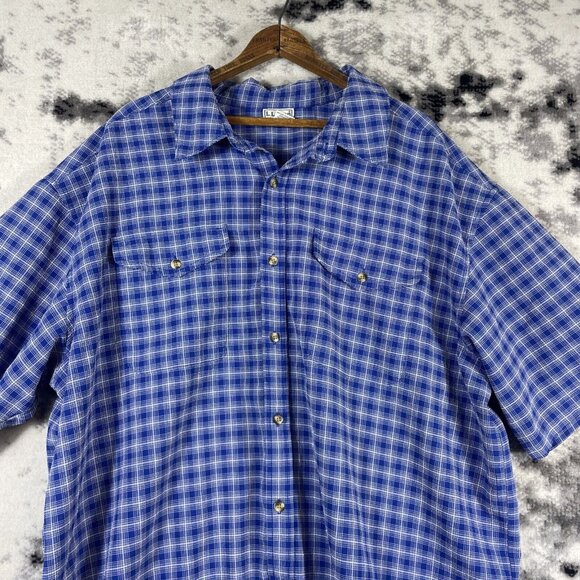 LL Bean Shirt Mens Size Extra Large Blue Front Pockets Button Up Collared Casual - Picture 3 of 12
